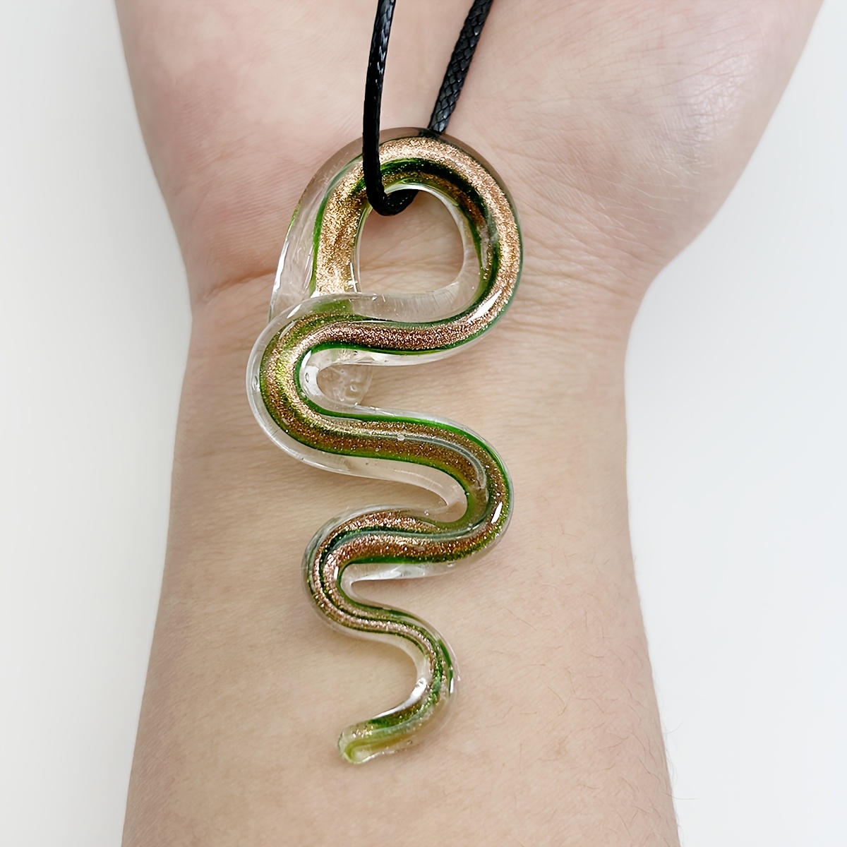 2pcs Enchanting Glass Snake Pendants, Unique Ornaments