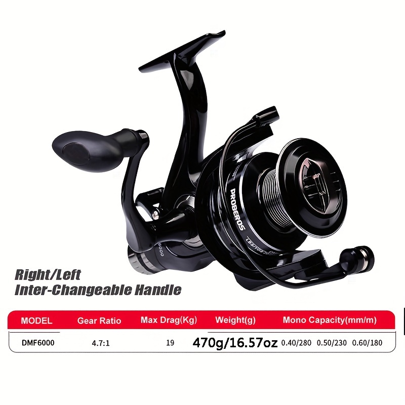 Carp Fishing Reel, 13-19kg Drag Power, Black And Silvery With Ergonomic Handle For Control
