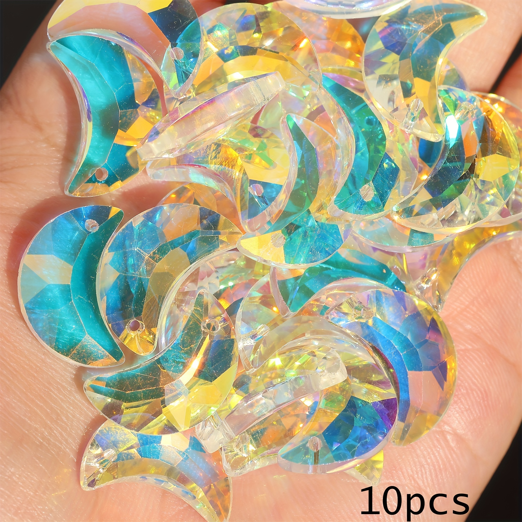 E-shop Handgefertigte 10 Stk./50 Stk. 20 mm Einloch-Mondglas-Kristallperlen, farbenfroher Prisma-Sonnenerfänger-Charm für Schmuck und dekorative