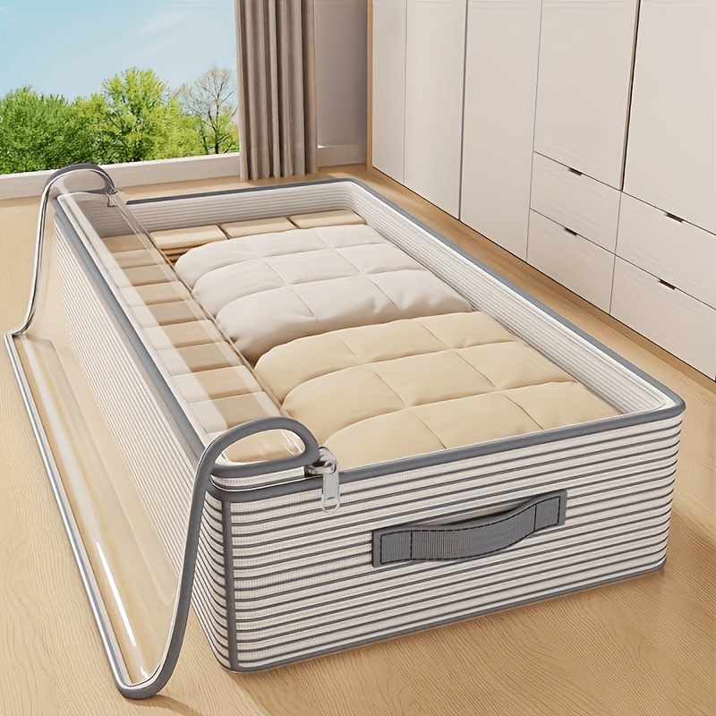 TEMU Thick, Wear-resistant, Sturdy, And Durable Large Capacity Storage Box With Clear Classification. A For Organizing Household Clothes, Bedding,