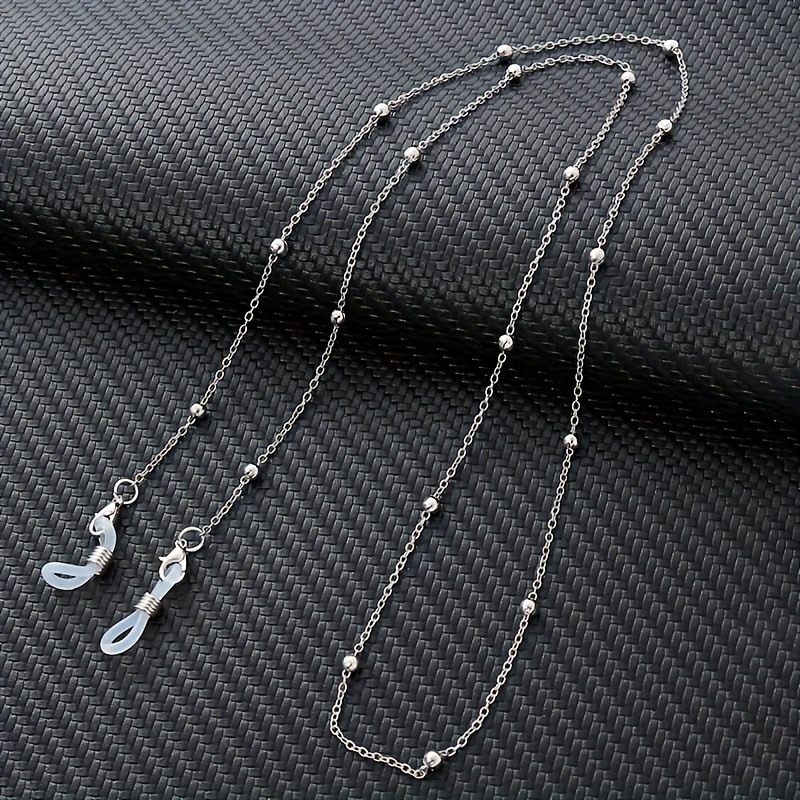 Stylish And Simple Metal Glasses Chain With Beads - Anti-slip, Fashionable Glasses And Reading Glasses Lanyard For Women - Golden Or Silvery, Suitable For Business Or Casual Wear