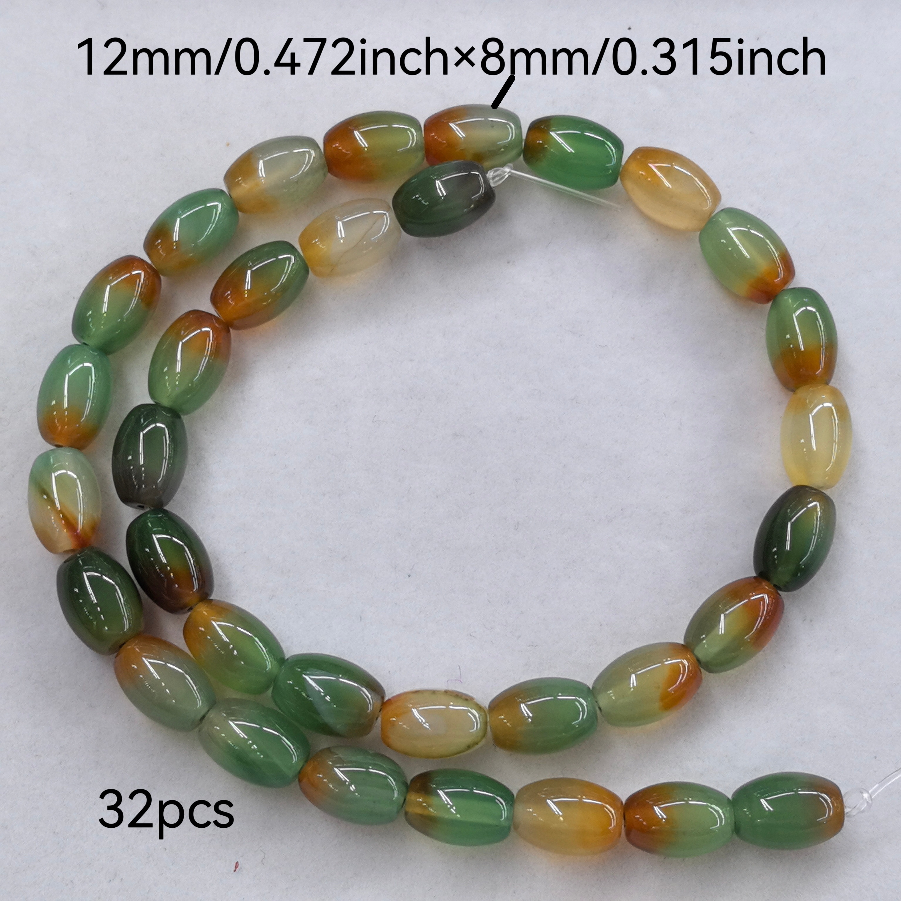 E-shop 32 Stück 12mm×8mm Pfauenachat Reiskornperlen für DIY Bastelprojekte