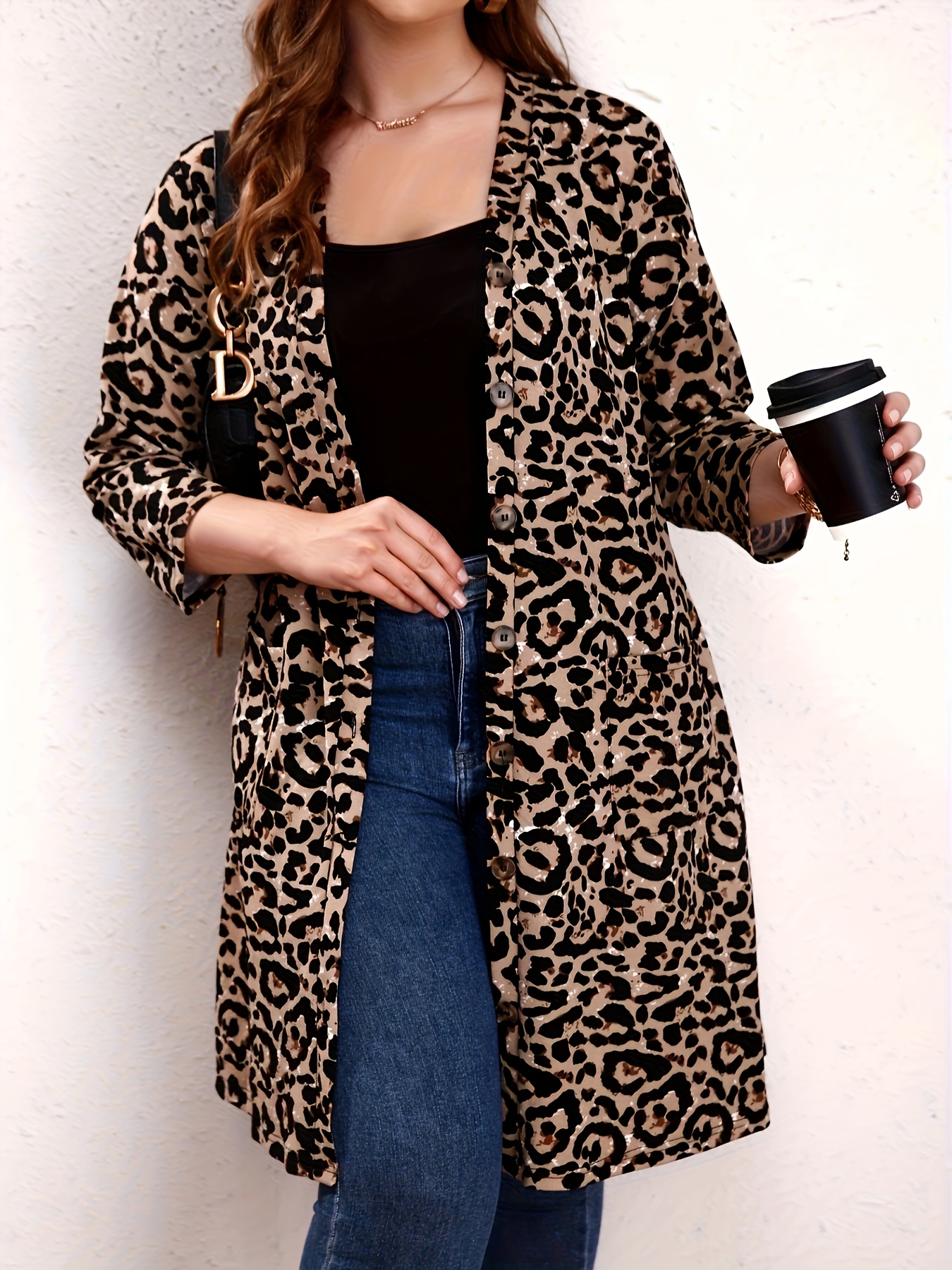 Plus size leopard coat online