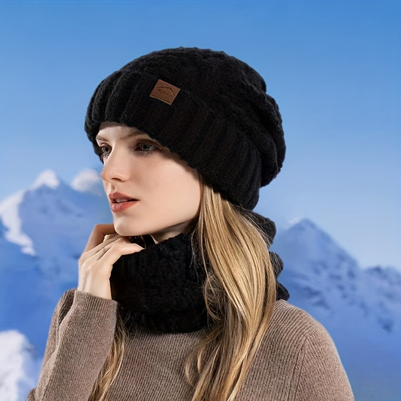 TEMU 2pcs Winter Women's Hat And Scarf Set, Autumn/winter Beanie, Winter Headwear, , Winter Hat