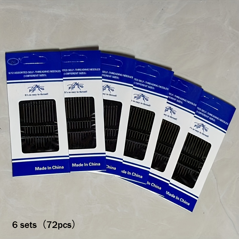 E-shop 6 Sets (72 Stück) Selbstfädelnde Nähnadeln - Einfache Handnähnadeln für Senioren, ideales Geschenk für ältere Menschen, langlebige Spitzen für