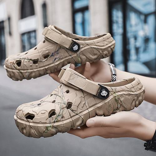 mens summer thick soled beach slippers outdoor soft soled mules slip resistant and wear resistant beach driving sandals mens slippers clogs garden shoes womens mules eva material detachable laces adjustable lace length