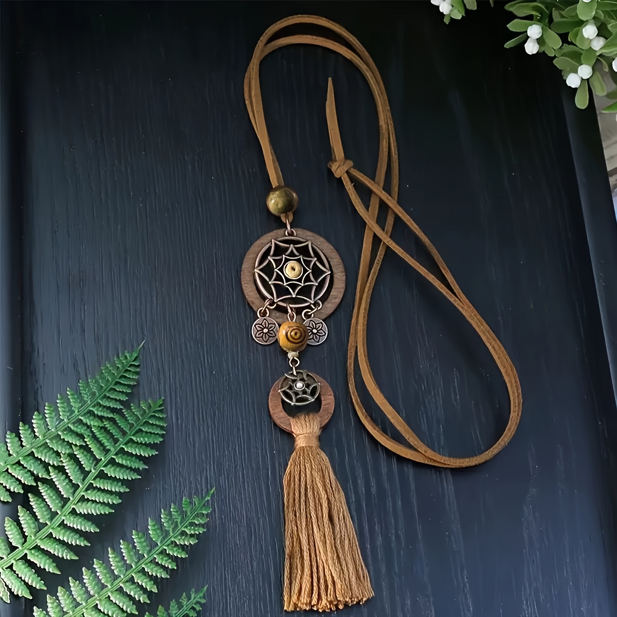 Vintage Tribal Style Fabric Women's Long Necklace: retailer-supplied image