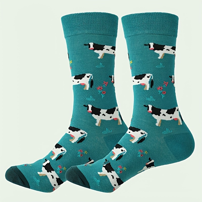 

Cartoon Cow Print Socks, Unisex Novelty & Cute Mid Tube Socks, Women's Stockings & Hosiery