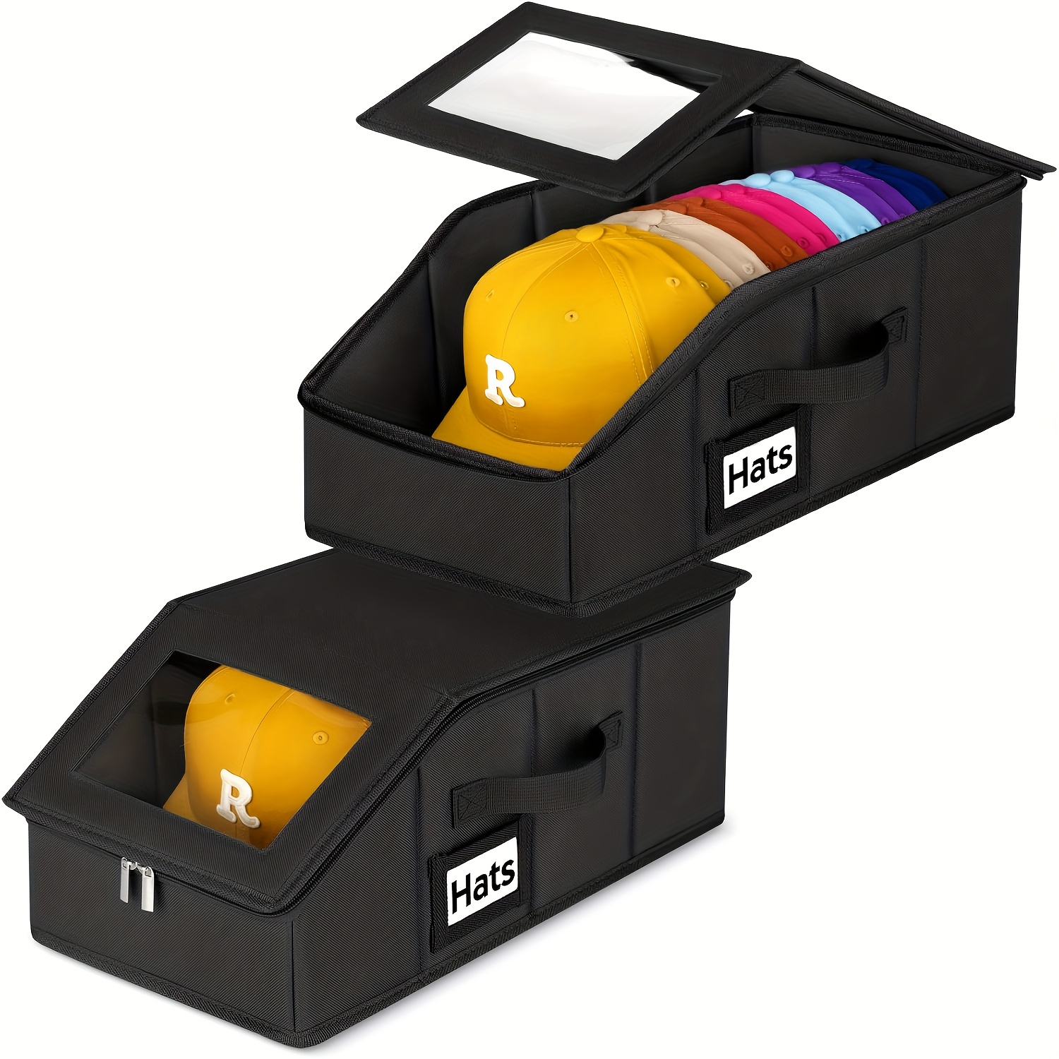 TEMU Stackable Hat Storage For Baseball Caps, 1pc/ 2pcs Hat Storage Boxes For Closet, To 30 Caps With Cardboard, Hat Organizer For