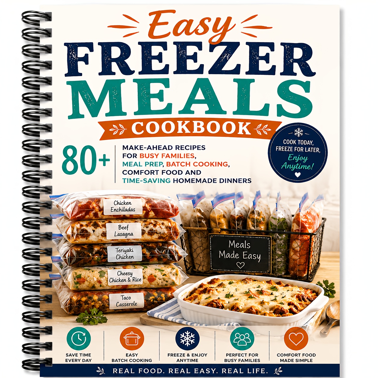 TEMU Easy Freezer Meals Cookbook 80+ Make-ahead Recipes For Busy Families, Meal Prep, Batch Cooking, Comfort Food And Time-saving Homemade Dinners
