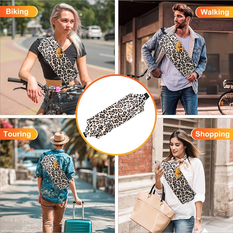 Set of Leash And Harness for Bearded Dragons, Carrier for Beardies, Adjustable Lizard Harness with Leather Wings And Sling Bag, Small Pet Backpack for Reptiles with Batwing Additions (Leopard Design)