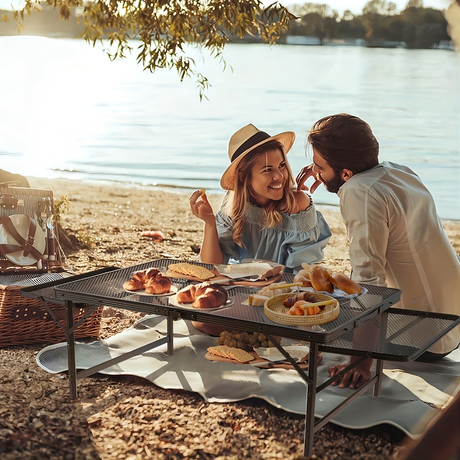 

Table With 2 Side Shelves Folding Metal Grill Table Large Metal Mesh Table Height Adjustable Picnic Tables Outdoor Table With Wings Side Shelves