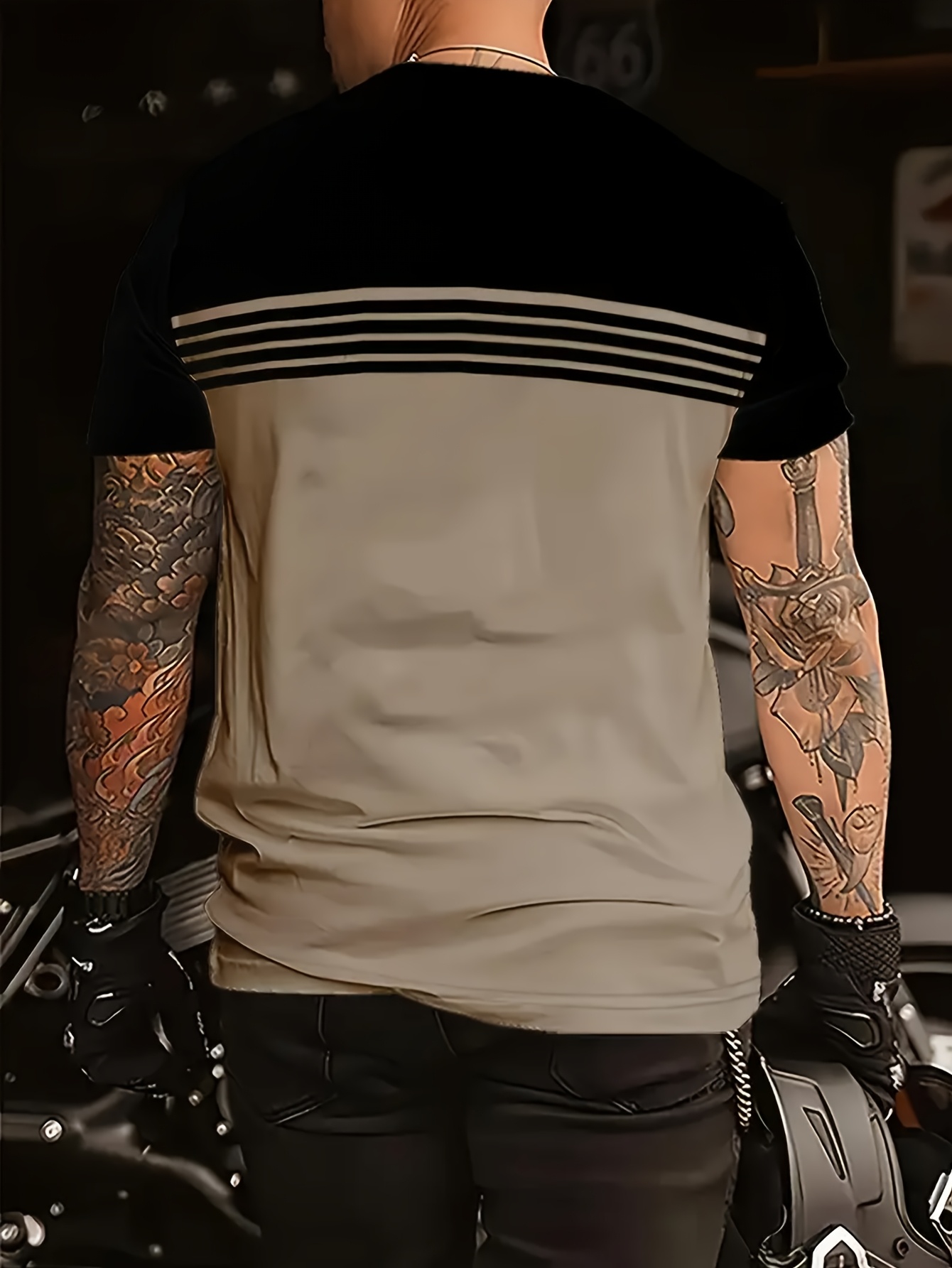 3pcs Men's Striped Short Sleeve T-Shirts - Solid Color & Stripe Design in,,,, Grey, Turquoise | Breathable Round Neck Casual Summer Tees with Vertical Striped Sleeves | Machine Washable, Versatile Casual Attire for Beach, Office, Semi-Formal Events 