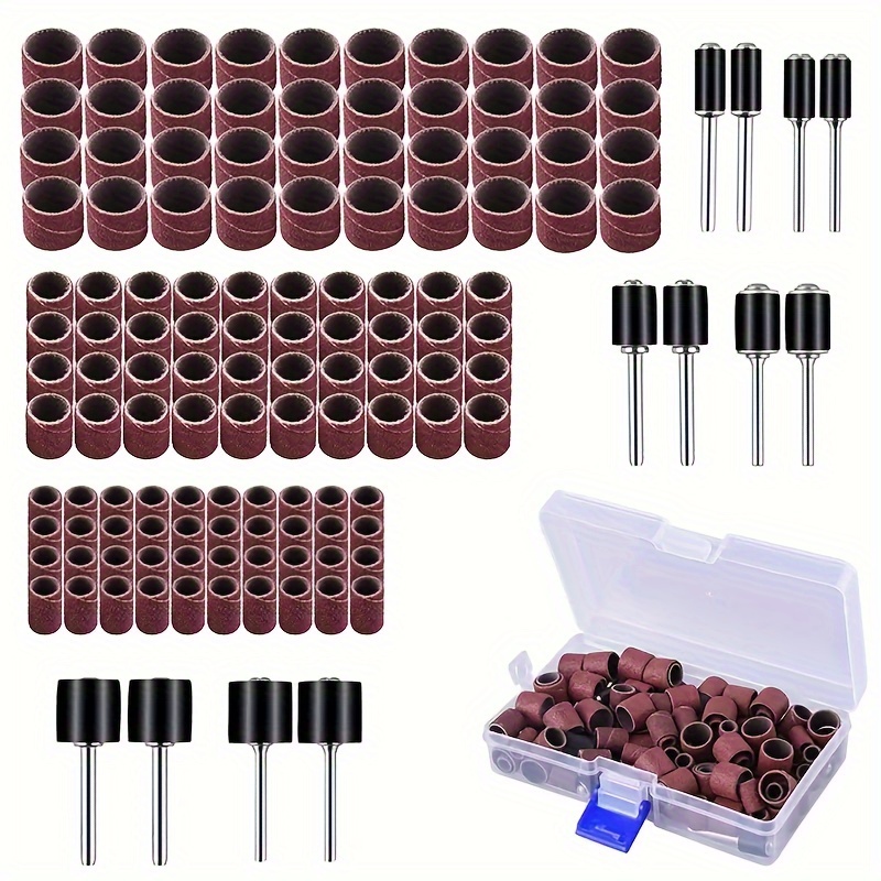 

132pcs Sanding Drum Set With , Including 120pcs Drum Sander Sanding Sleeves And 12pcs Drum Mandrels For Rotary Tool