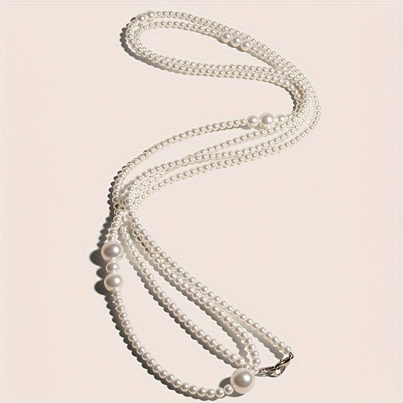 Image of 1pc Women's Pearl Belt, Fashionable Elegant Temperament All-match Dress Waist Belt Evening Gown Decor Belt