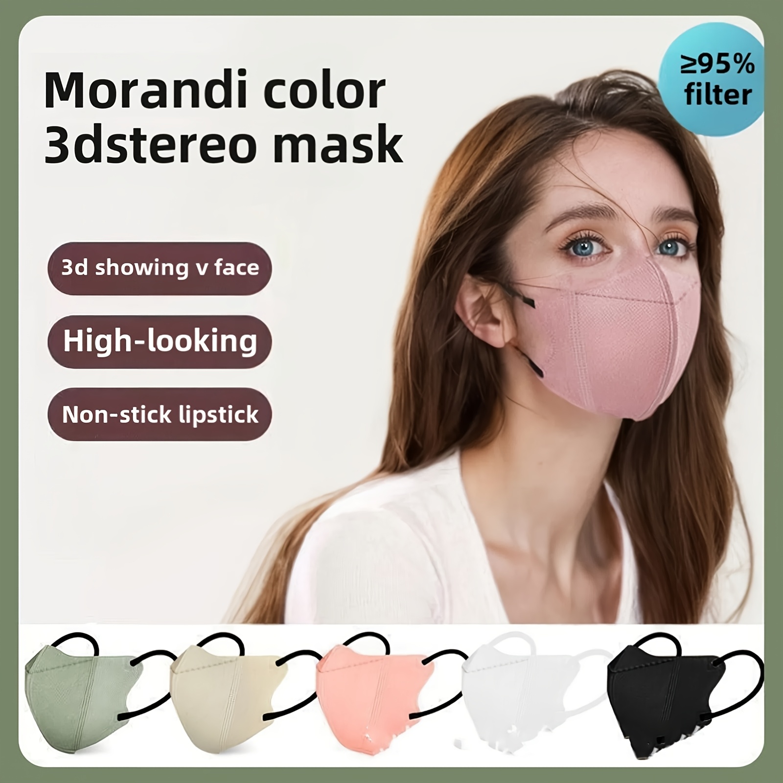 

50pcs Morandi Color Face Masks For Women, Breathable Non-woven Fabric, , Inelastic Fit, Knitted , Packaging, No Battery Required