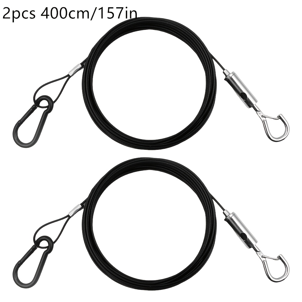 E-shop 2 Stück schwarzes, verstellbares Seil mit Metallschnalle - 1/2/3/4/5 Meter, langlebiges und rostfreies, multifunktionales Aufhängeseil, geeignet