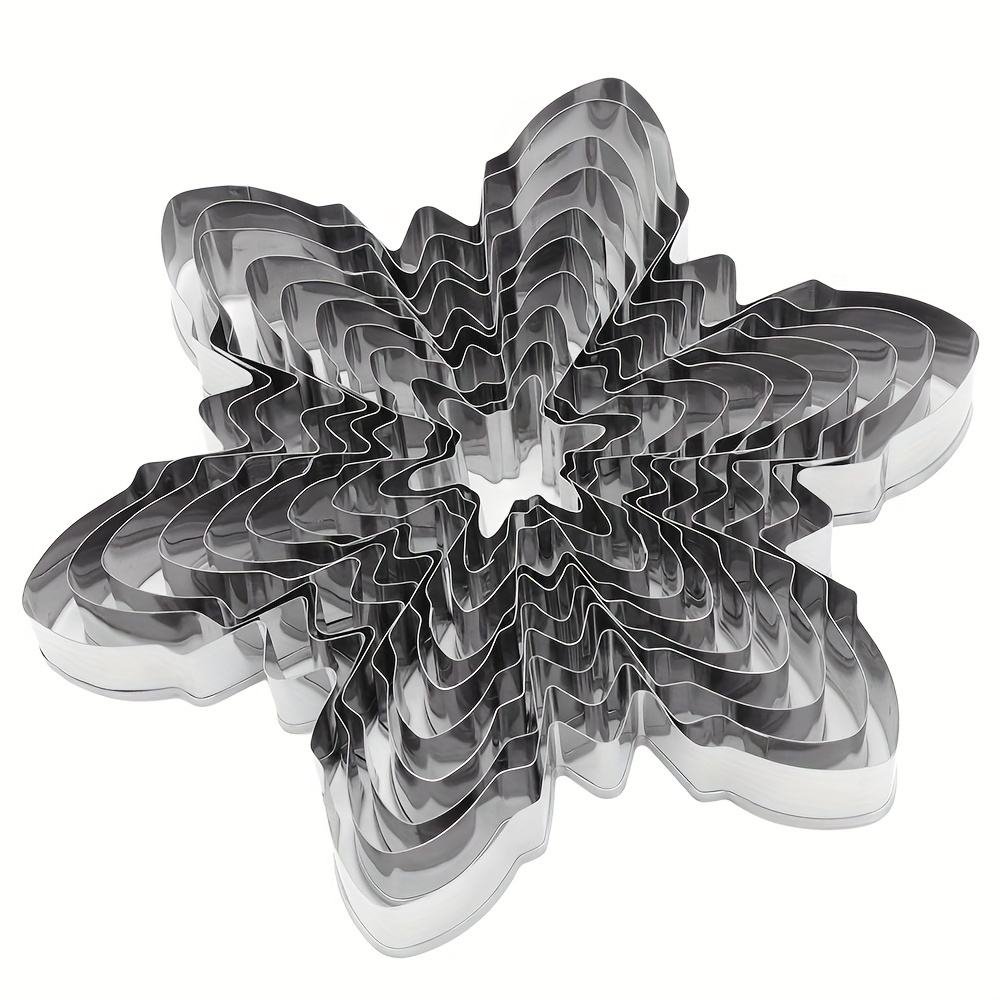 TEMU 10-pack Snowflake Shaped Cookie Cutters, Stainless Steel Christmas Winter Biscuit Fondant Cut Molds, Diy Baking Pastry Decorating Tools For