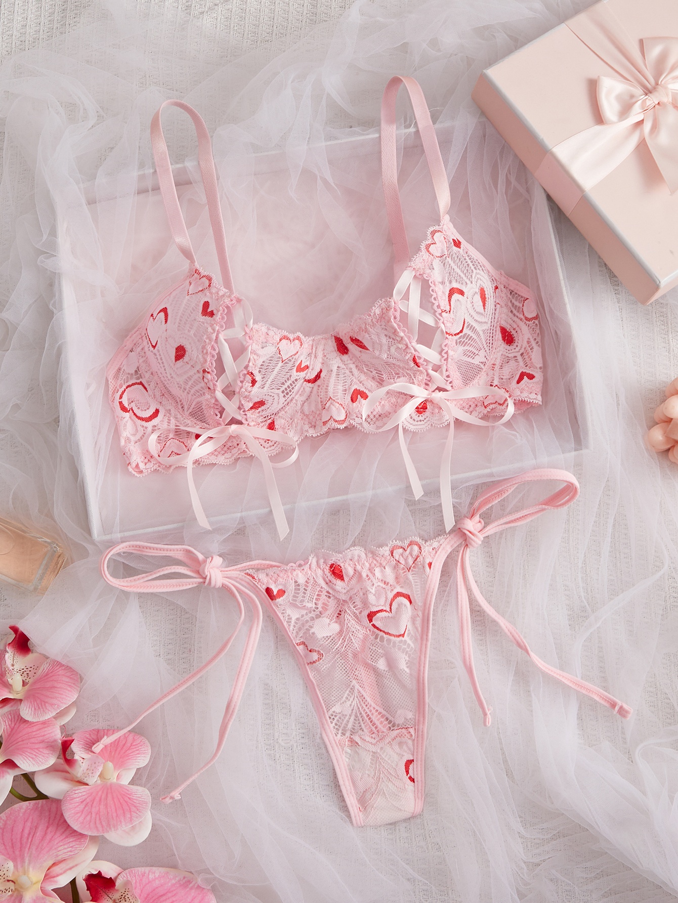 Conjunto de lencería sexy para mujer | Color sólido transparente con detalles sexys