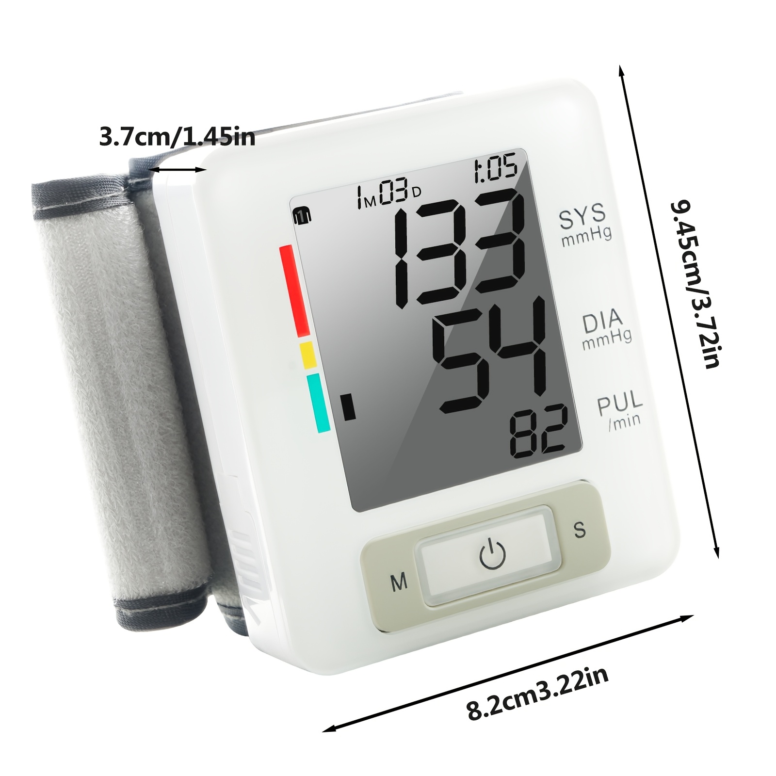   wrist   with large lcd display portable wrist   adjustable cuff   detection and irregular heartbeat alert blood pressure measurement battery operated batteries not included Product details 2