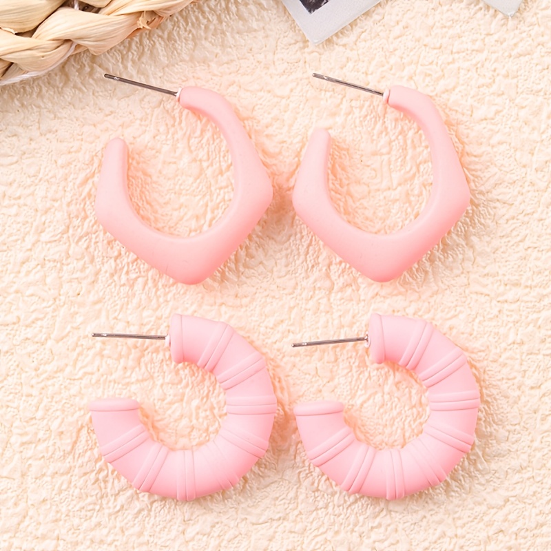 4pc Dopamine Irregular C-circle Crescent Earring Set