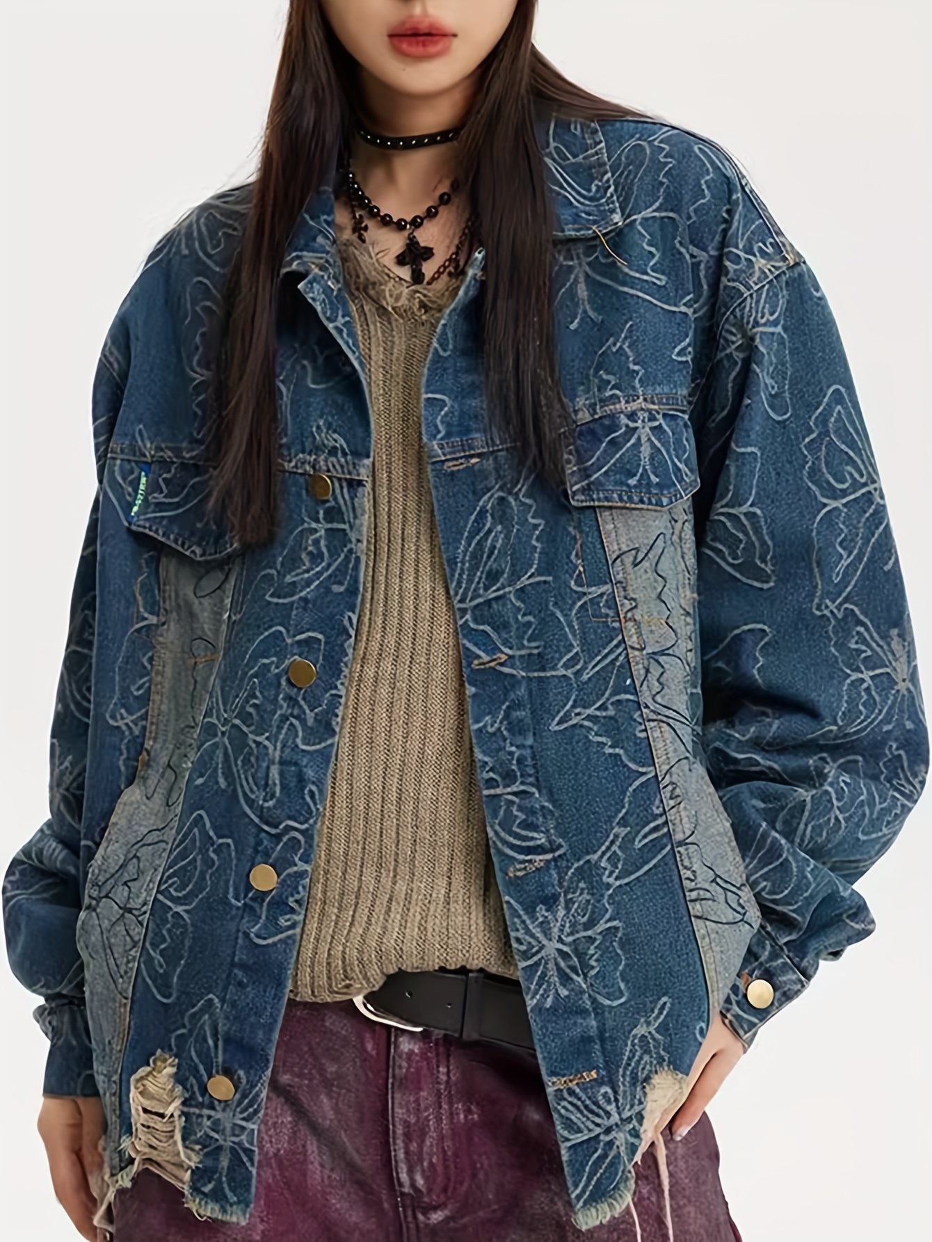 jeansjacke mit blumenmuster Temu Deutschland