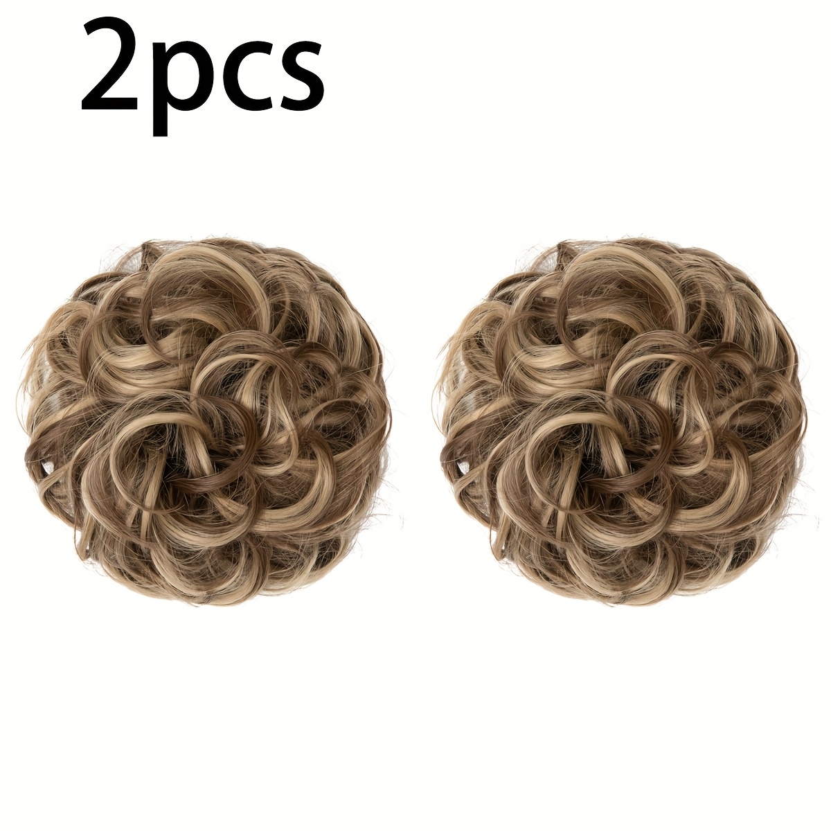 TEMU 2pcs Messy Bun Hair Clip Wave Curl Hair Ring Synthetic Bun Ponytail Extension Thick Bun Hair Clip Women