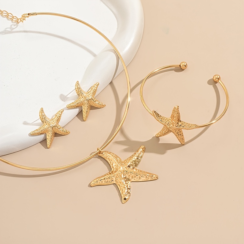 4pcs Minimalist Vacation Jewelry Set with Starfish Design