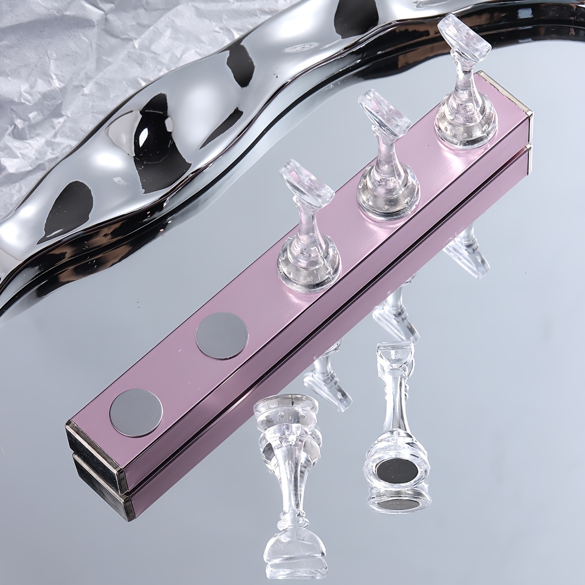 Magnetic Chess Nail Stand Set for Manicure Training
