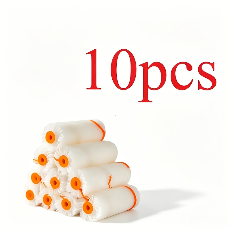 10pcs Set Of Roller Brush Head Replacement Kits, Including 4-inch Microfiber Paint Roller, High Absorbency, Mini Fabric Roller Set, Suitable For Wall, Trim, Door, And Cabinet Applications
