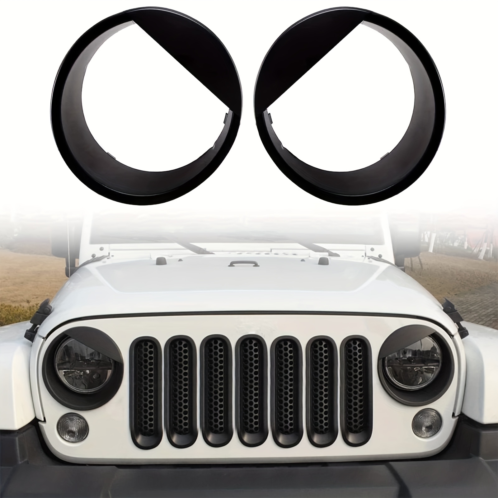 

For Jeep Accessories Bird Style Headlight Lamps Cover Ring Trim Compatible For Wrangler For Jk & For 2007-2018 Automotive Modification Parts(black)