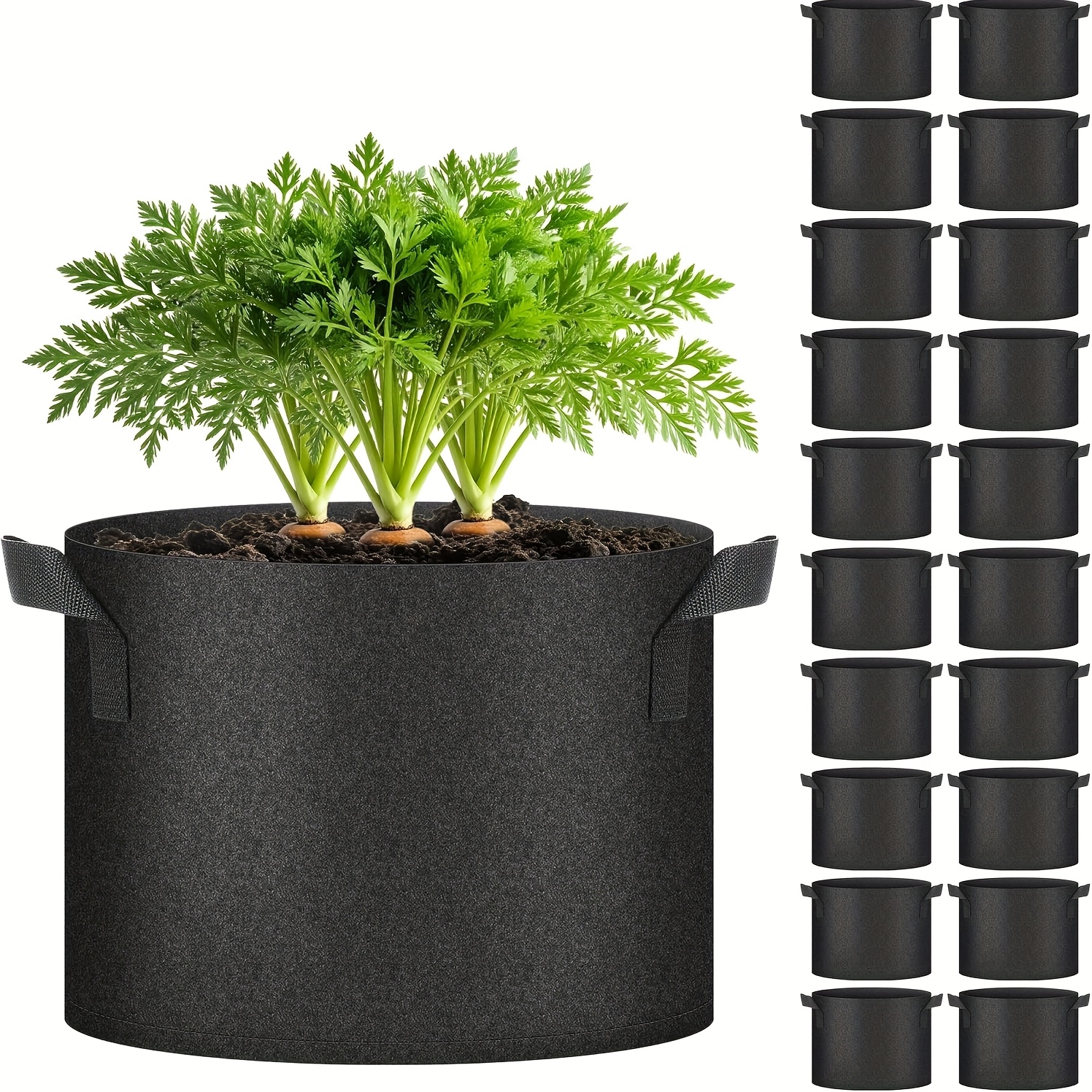   20 pack 10 gallon plant grow bags with handles aeration nonwoven fabric gardening pots with drainage holes for vegetables flowers potatoes tomatoes fruits indoor outdoor use black flower planters for outside indoor gardening contemporary planters handle  