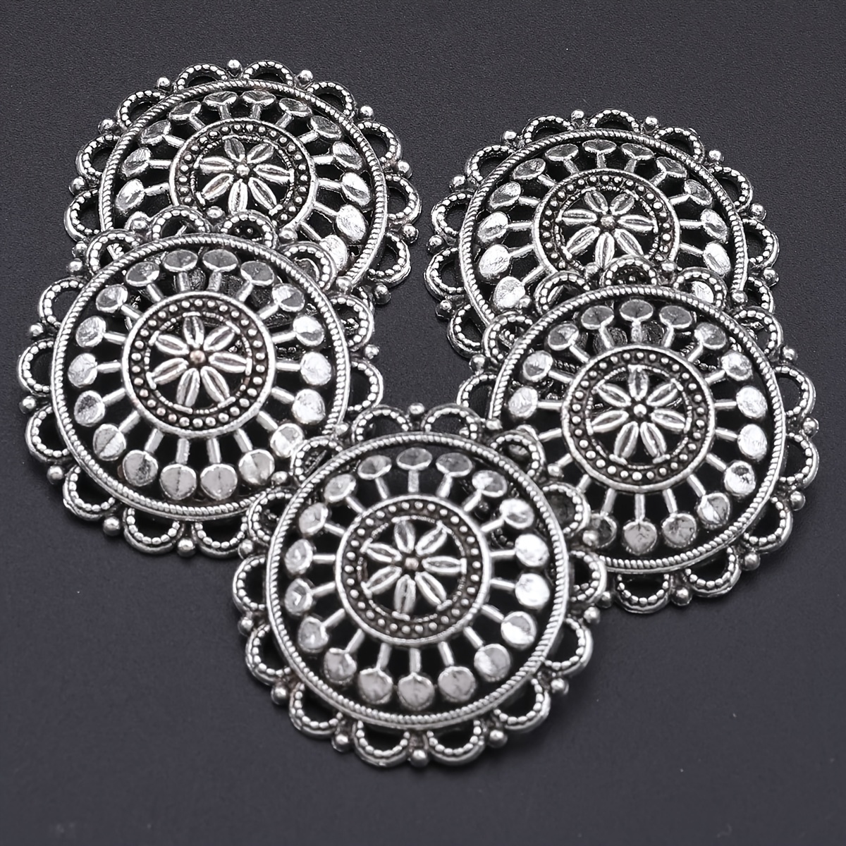 E-shop 10 Stück Extra Große Hohle Blumenhalter aus Zinklegierung, Schmuckzubehör, Kleidungszubehör, Vintage-Schmuckanhänger, DIY-Armbandanhänger,