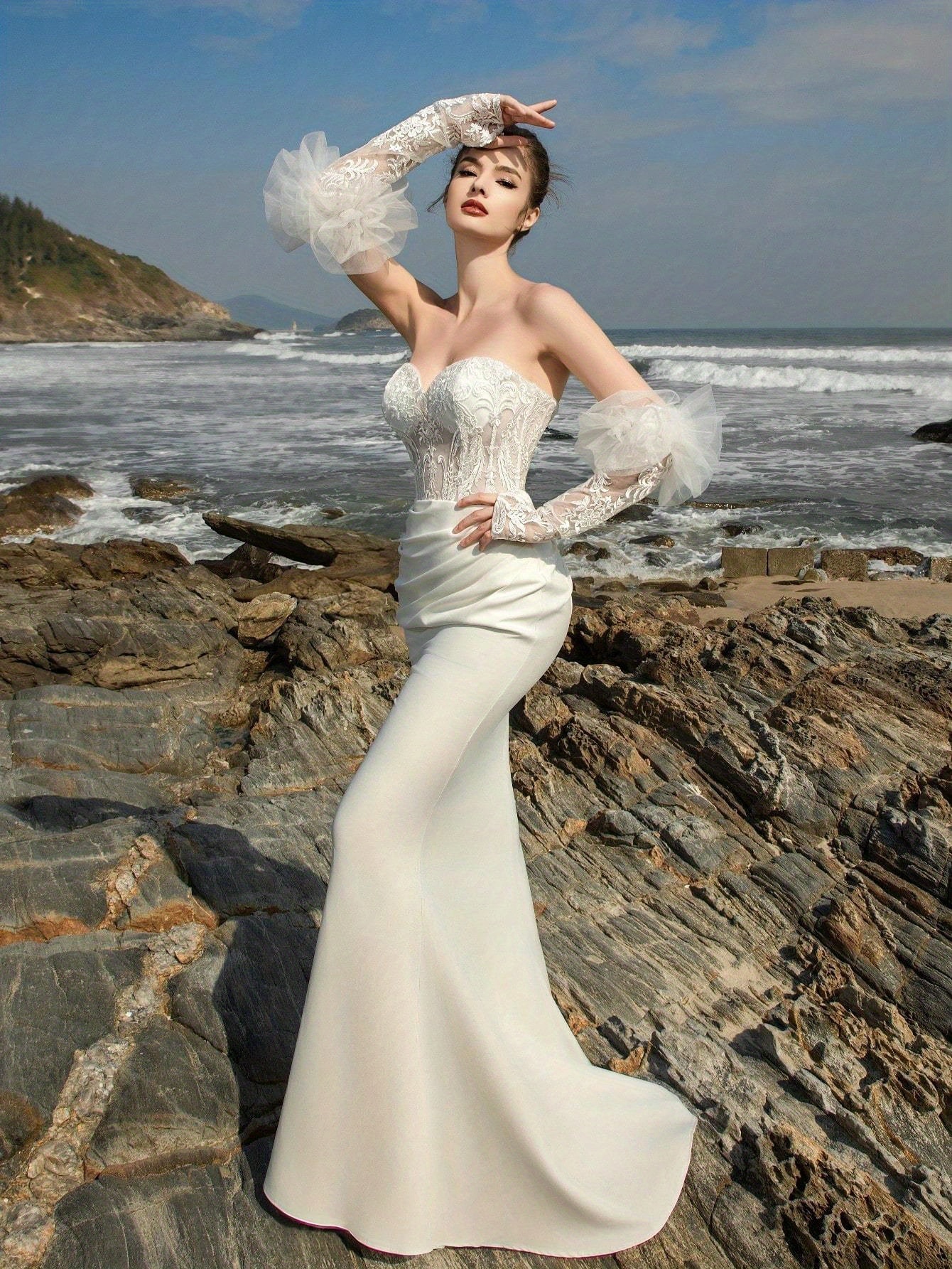 vintage beach style wedding dresses Classic Beach Long Sleevess Backless Lace Beach Wedding Dress Simple Summer Casual Bridal Gowns Online