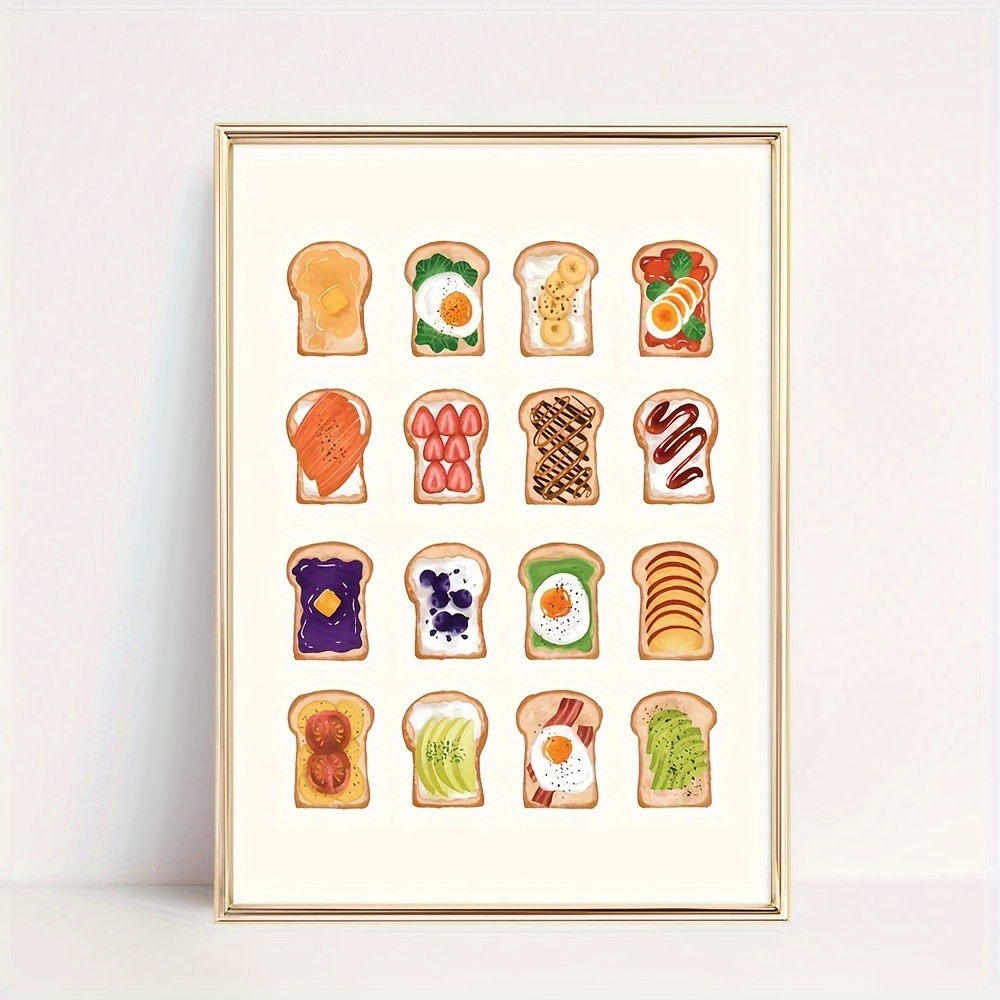 TEMU 2d Flat, 2d Flat, 1pc Bread Artwork For The Wall, Sandwich-themed Canvas Print For The Kitchen, Poster For Restaurants, Size 50x70cm (20x28in),
