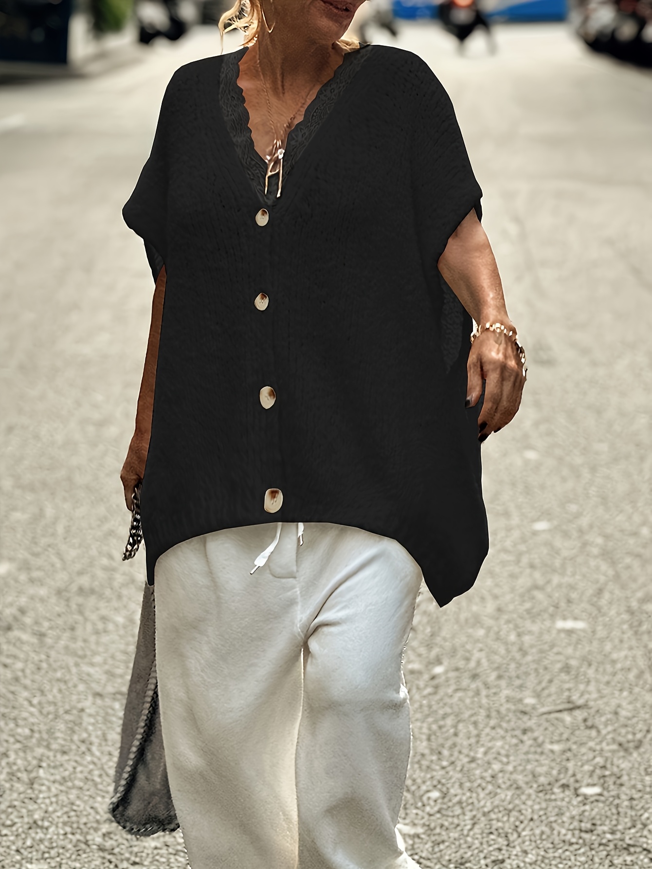 plus size women's casual fleece lined cardigan front button Temu