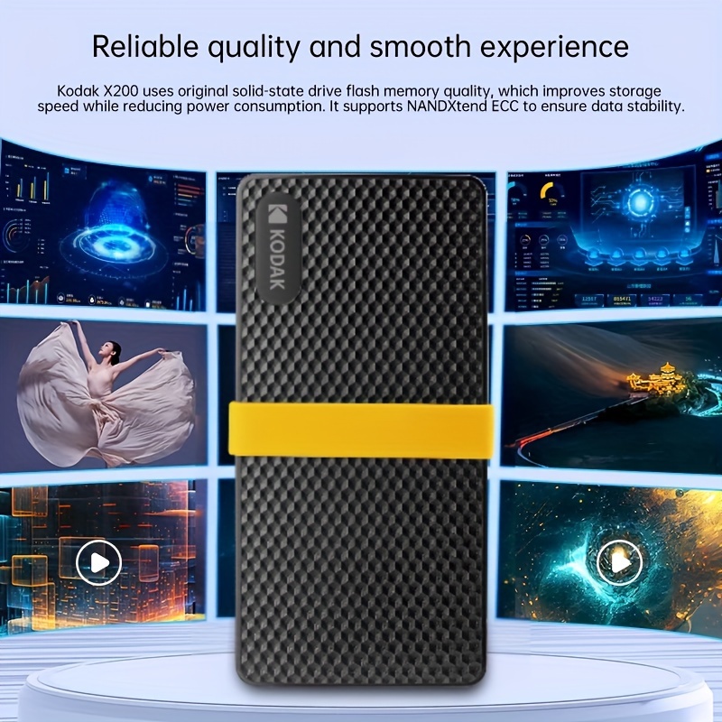 

Kodak 128g/1tb External Ssd Hard Drive - Ultra-compact Usb 3.1 Flash With Carbon Fiber Design, Data Storage For Laptops, Smartphones, Ps4, Pc, Mac, Tv + Type-c Cable, Portable Solid State Drive