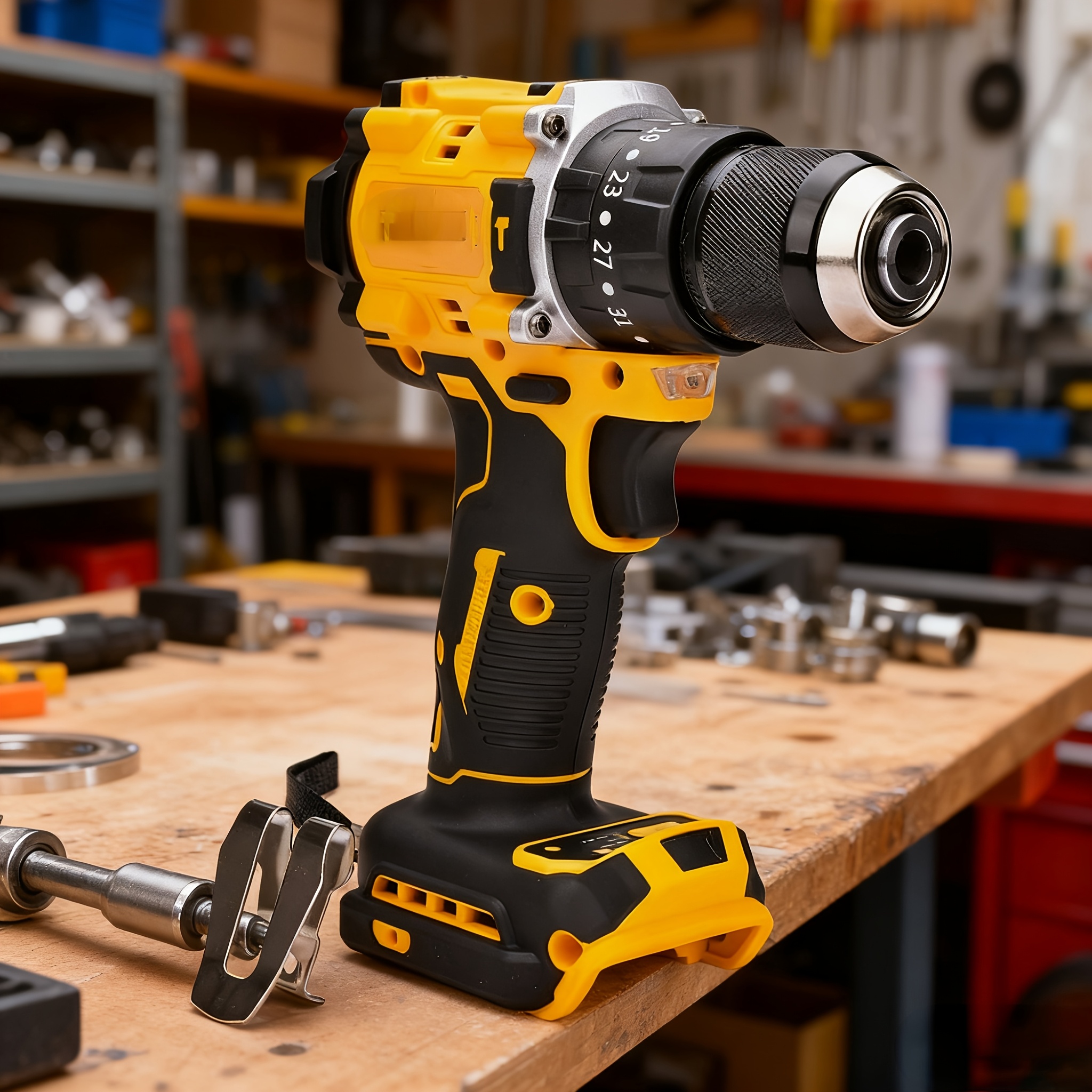 TEMU 20v Hammer Drill, 1/2", Cordless And Brushless, Compact With 2-speed Setting, Tool Only