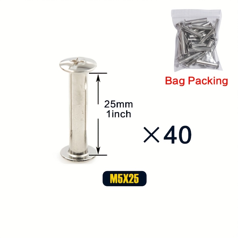 TEMU 30-117 (60-234 pezzi), Viti a Testa Phillips Argentate M5 x 6/10/15/25/35/45 per Rilegatura, Kit Assortito di 6 Misure per Riparazione di Selle,