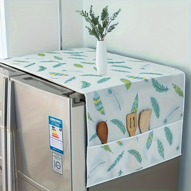 1pc Multifunctional Drying Dust Cover with Side Pocket - Water and oil resistant, easy to clean, white plastic, simple pattern, effective dust control, storage bag, easy to clean Large storage capacity Replacement parts for dryer