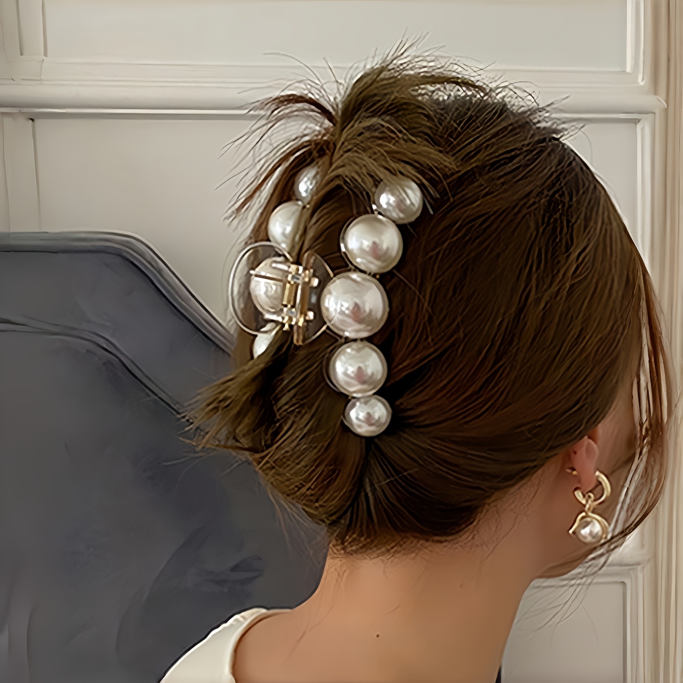 4pcs/set french pearl hair claw clip white elegant non-slip  display picture 1