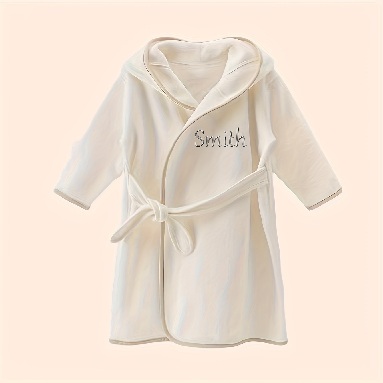 Image of 1pc Custom Bathrobe | Suitable For 1-3 Year Old Kids | Name Embroidered Towel Robe Super Soft Absorbent Unisex Bathrobe Home And Outdoor