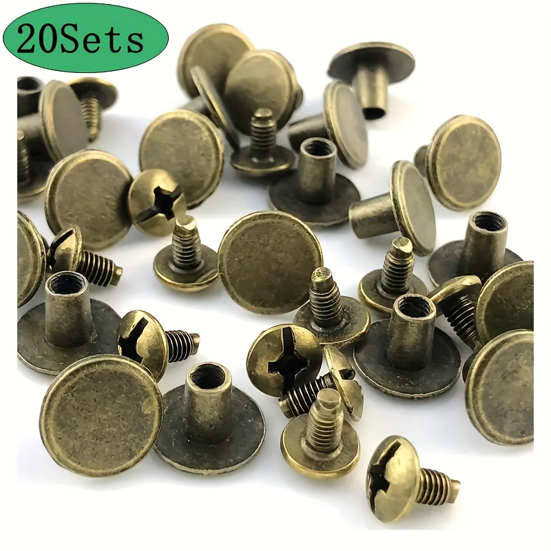 Image of 20 Sets Mixed Color Round Chicago Screws For Leather Chicago Rivet Kit Buttons Earrings Leather Rivets Chicago Screws For Leather Handmade Clothing Shoes Belts Bags 8/25 Inches