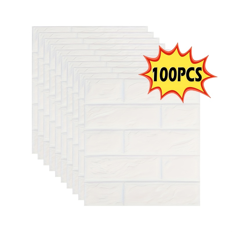 Image of /100pcs 38.5 X 35 Cm/15.16 X 13.78 Inches, 3mm Thick, Self-adhesive Easy Decorative Brick Stickers Indoor Home For Bedroom Room Waterproof Oilproof Decoration Wallpaper