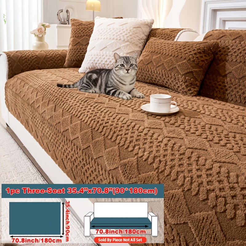 TEMU 1pc Quilted Solid Sofa Cover, Modern Simple Sofa Cover, Pet Friendly Sofa Cover, Machine Washable Sofa Mat, Thick Plush Sofa Protective Cover,