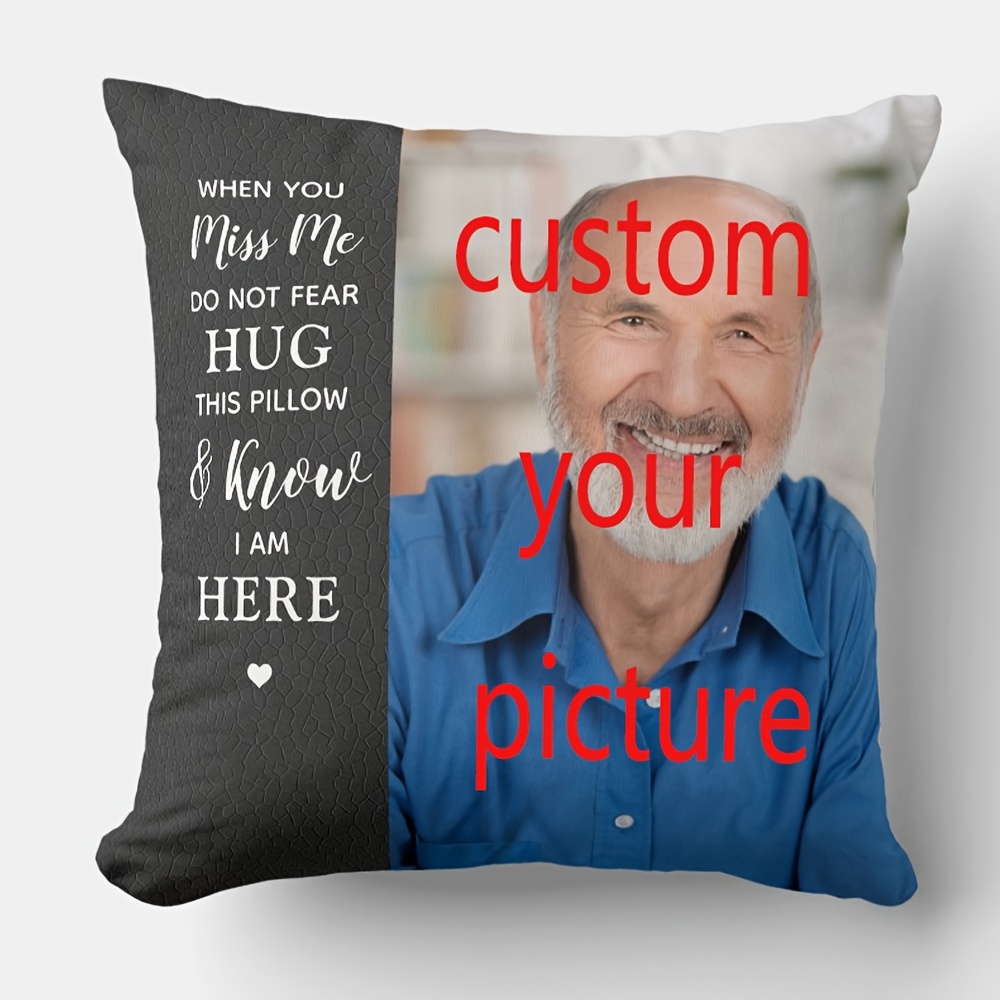 

Personalized 18x18" Ultra-soft Plush Throw Pillow - Custom Photo, Zip Closure, Hand Washable - Perfect For Memorial & Sympathy Gifts, Home Decor