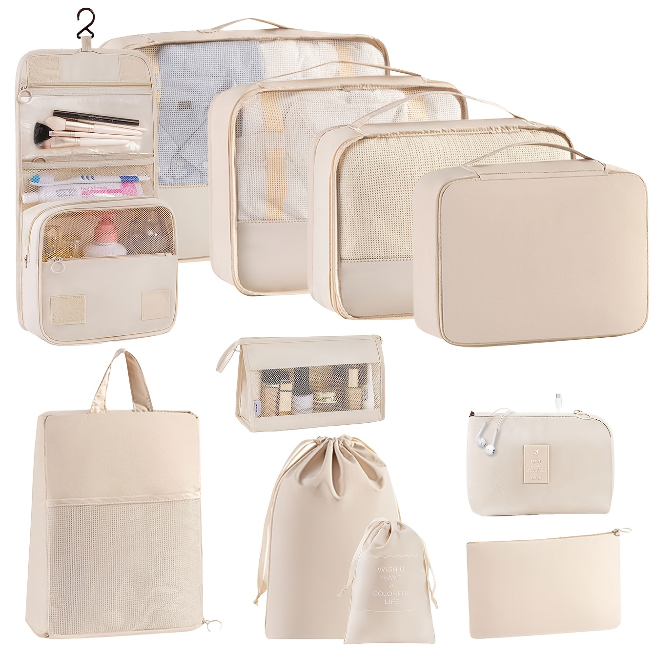 E-shop Neues Reise-Organizer 11-teiliges Set, Reißverschluss, Strapazierfähiges Polyester - Geeignet für verschiedene Gepäckorganisationen - Effiziente