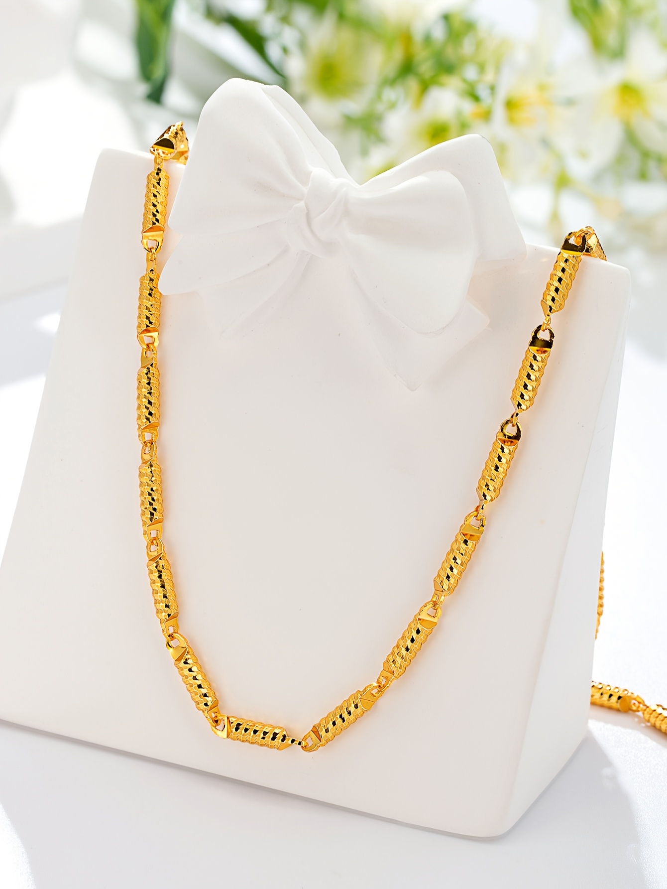 24k gold-plated minimalist link chain necklace, fashion jewelry for   or valentine s day gift,   asia, 1pc details 1