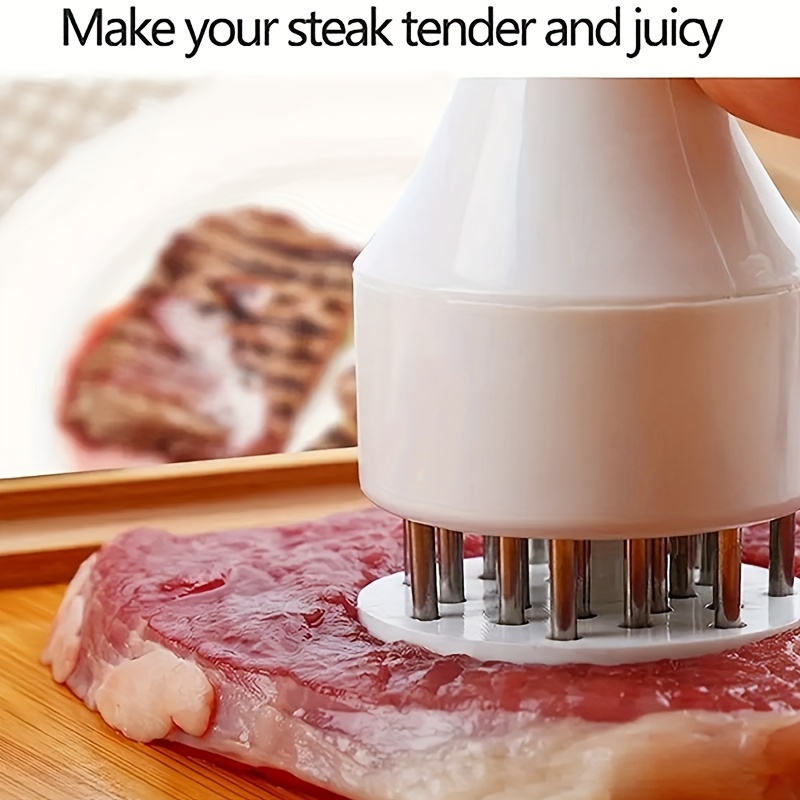 

16-blade Meat Tenderizer Tool - Polypropylene Handle With Stainless Steel Needles, Easy To Use, Safe Hand Grip, Hanging Loop, Meat Softener For Steak, Chicken, Kitchen And Restaurant Use