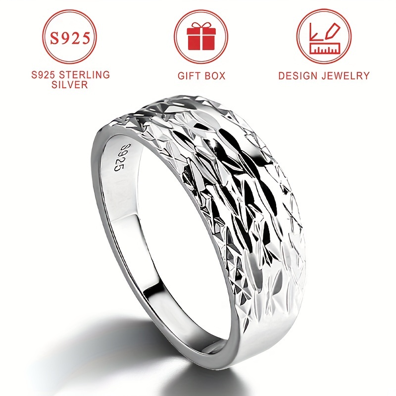 

Bague en argent sterling 925 élégante et simple, 3,7g, texture brillante en écailles de poisson, pour un usage quotidien et en soirée, sans pierre, plaquée or 18 carats - Accessoire de bijoux unisexe